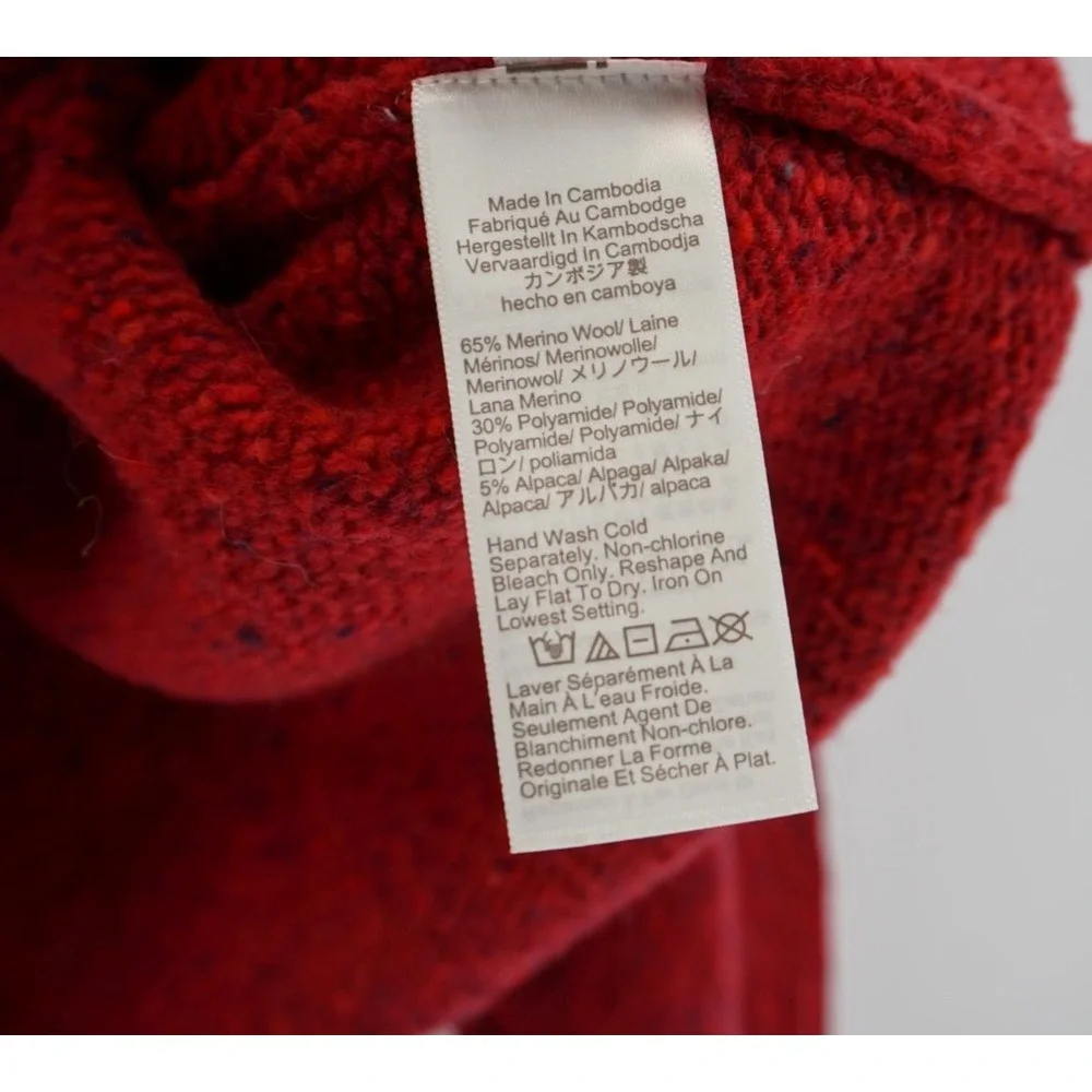 J.Crew Womens Red Donegal Merino Wool Alpaca Blend Turtleneck Sweater CO596 M